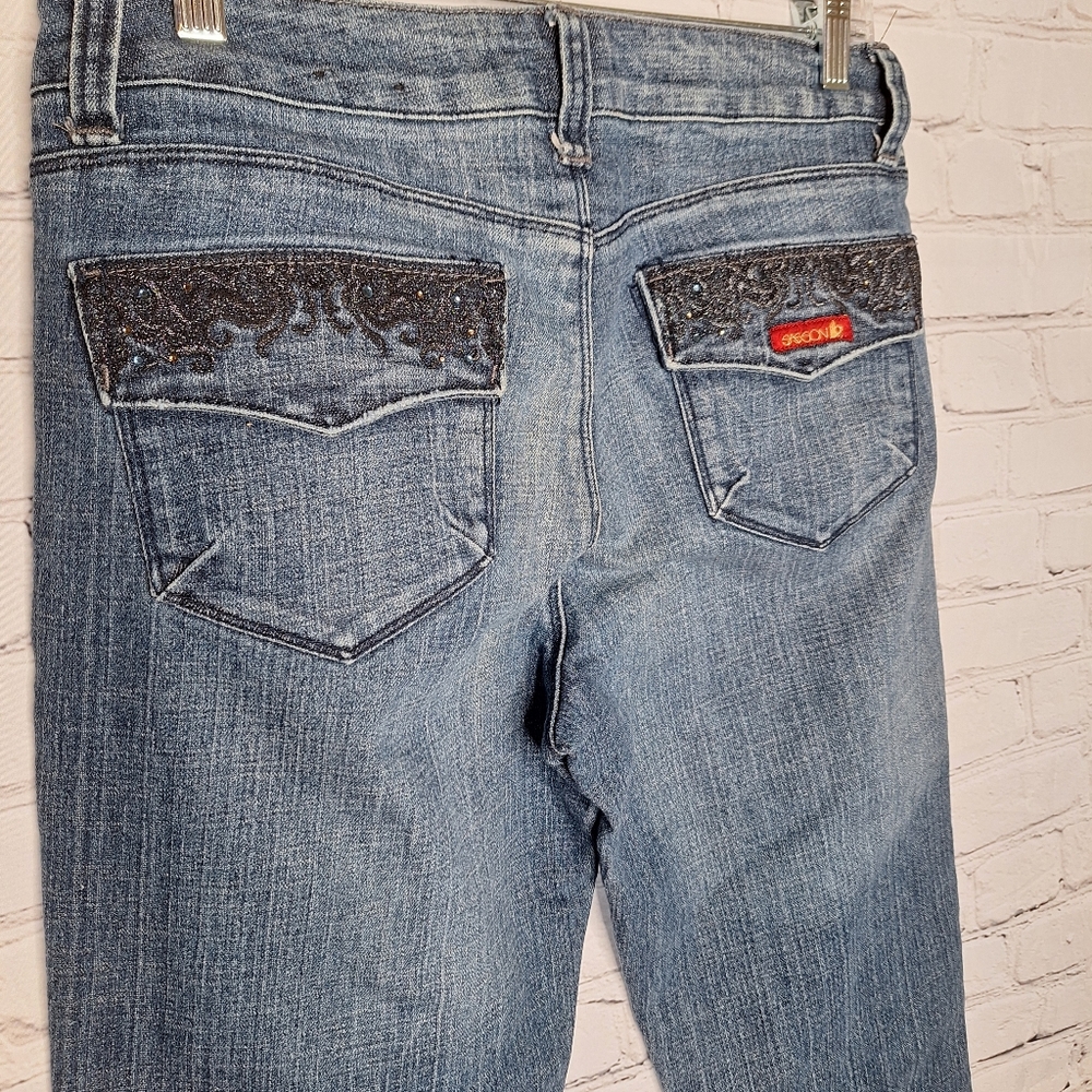 Sasson Ooh La La Vintage Bootcut Boogie Embellished Pockets High Rise Jeans Sz 8 - Picture 6 of 11